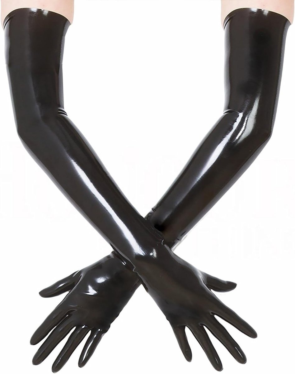 Zwarte Latex Lange Handschoenen - XL - Hoogwaardig Natuurlijk Latexrubber - Voor Cosplay en Dansfeesten
