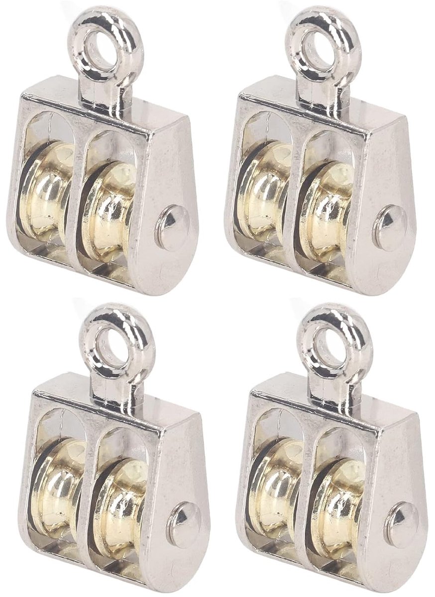 SnelShoppen - 4 Stuks Dubbele Katrol Blok 100kg 220LBS Draagvermogen, Zinklegering Katrol Roller voor Hijsen, Perfect voor Tuin, Bouw en Camping