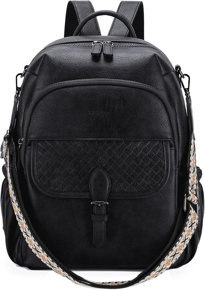 RAVUO Bakcpak Women Fashion PU Leather Convertible Daypack Designer Ladies Shoulder Bag and Bag for Work Travel College - ShopVlot