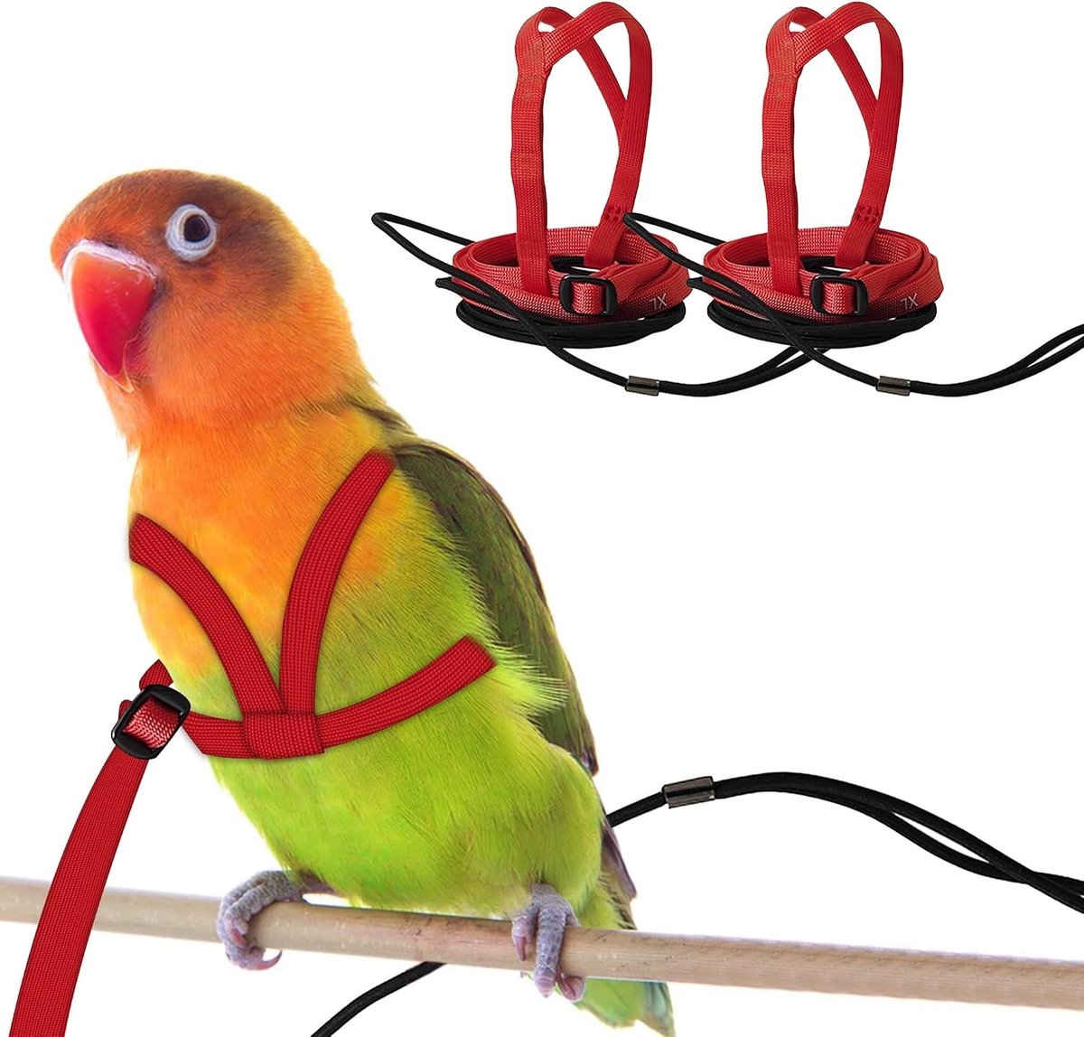Verstelbaar harnas en riem voor papegaaien, anti-bijt ontwerp voor outdoor training, geschikt voor vogels met een borstomvang van 46-76 cm