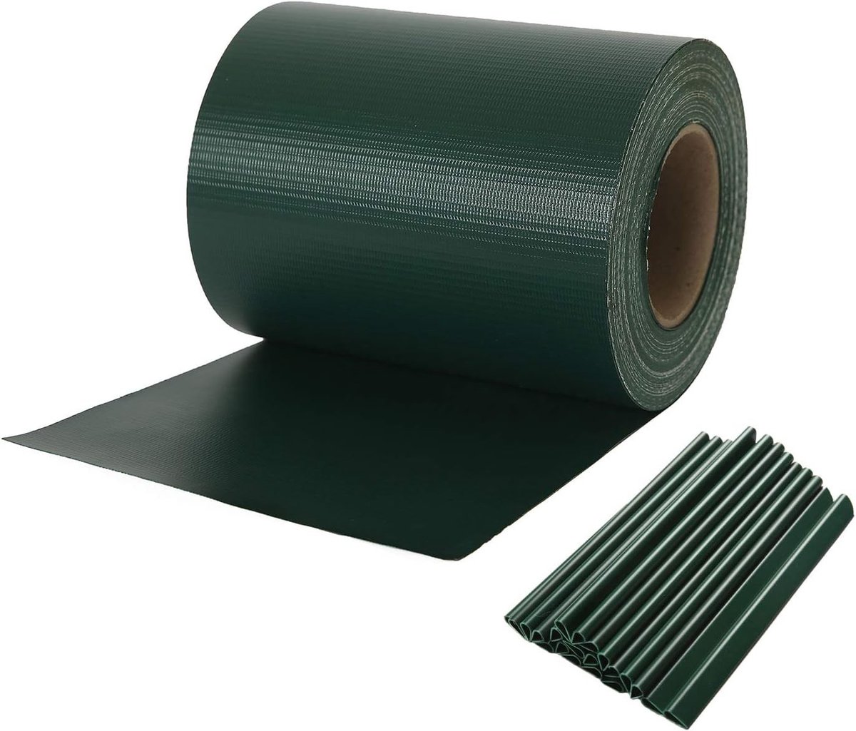 Privacy Film voor Tuin en Balkon - Beschermende Privacy Strip met 20 Bevestigingsclips 450 gr/m² - Ideaal voor Tuinhekken en Schuttingen 19cmx35m Groen