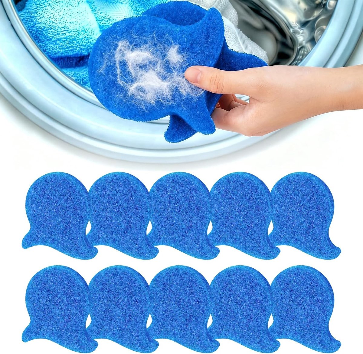 Set van 10 Haarvangers voor de Wasmachine, Herbruikbare Spons voor Dierenhaar, Effectieve Haarverzameling en Onderhoud van Kleding