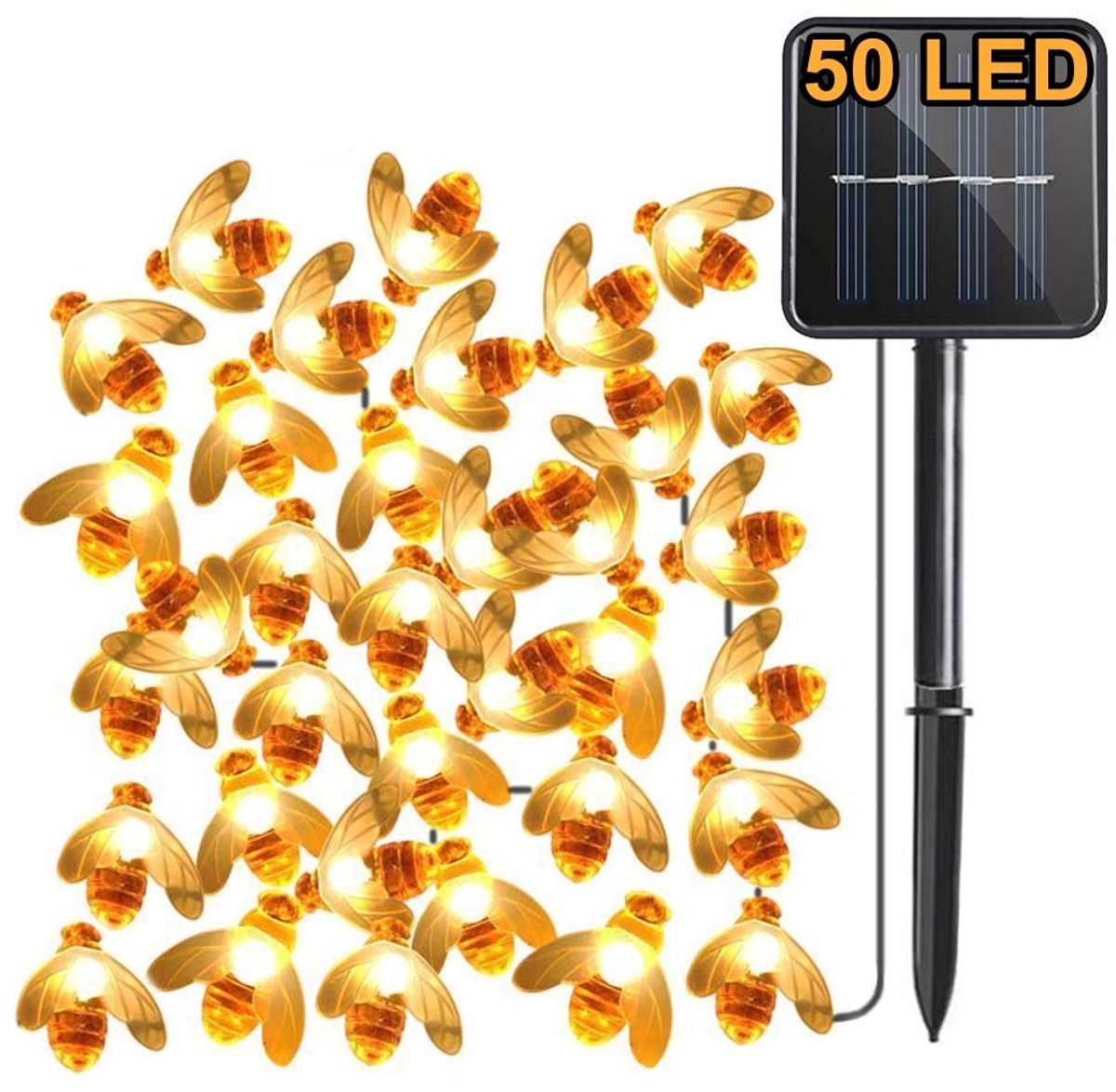 Solar tuinverlichting 50 LED - 7 meter met 8 standen - IP65 waterdicht - sfeervolle buitenverlichting voor terras - ShopVlot