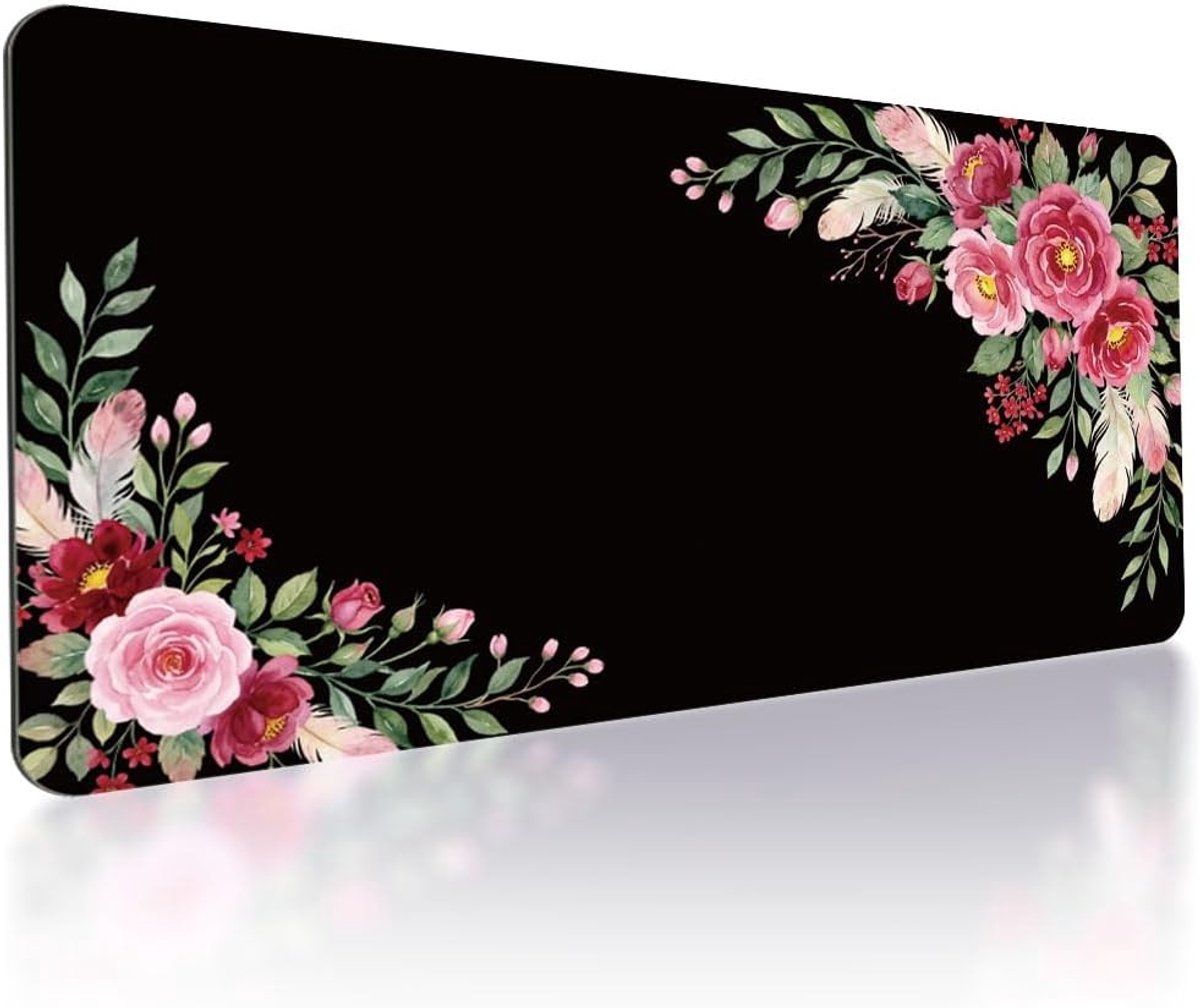 Grote antislip gaming-muismat in zwart en roze, bureauonderlegger voor toetsenbord en muis, 40 x 80 cm, ideaal voor computer en laptopgebruik