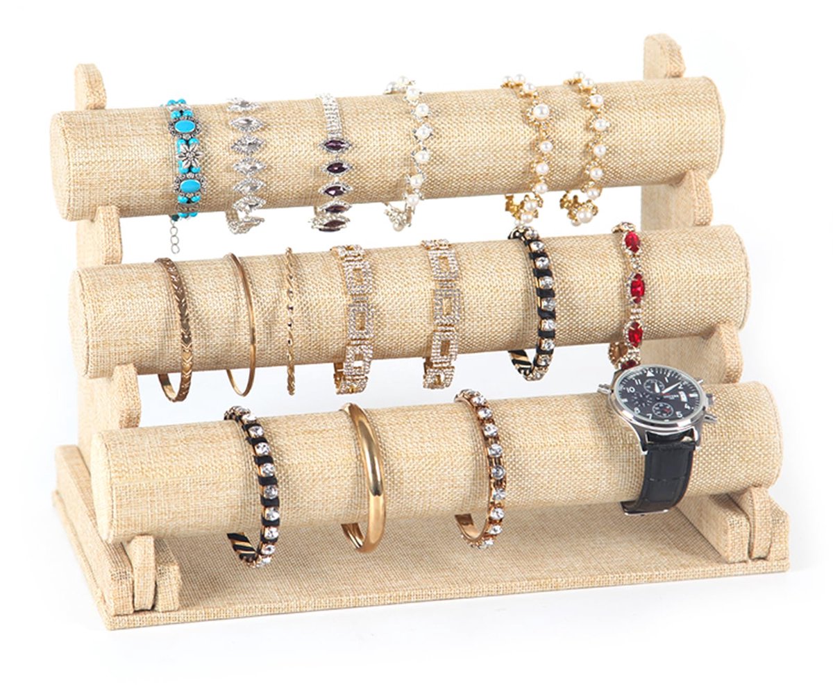 Sieradenstandaard fluweel - afneembare 3-traps armbandstandaard - sieradenhouder voor armbanden en halskettingen - ShopVlot