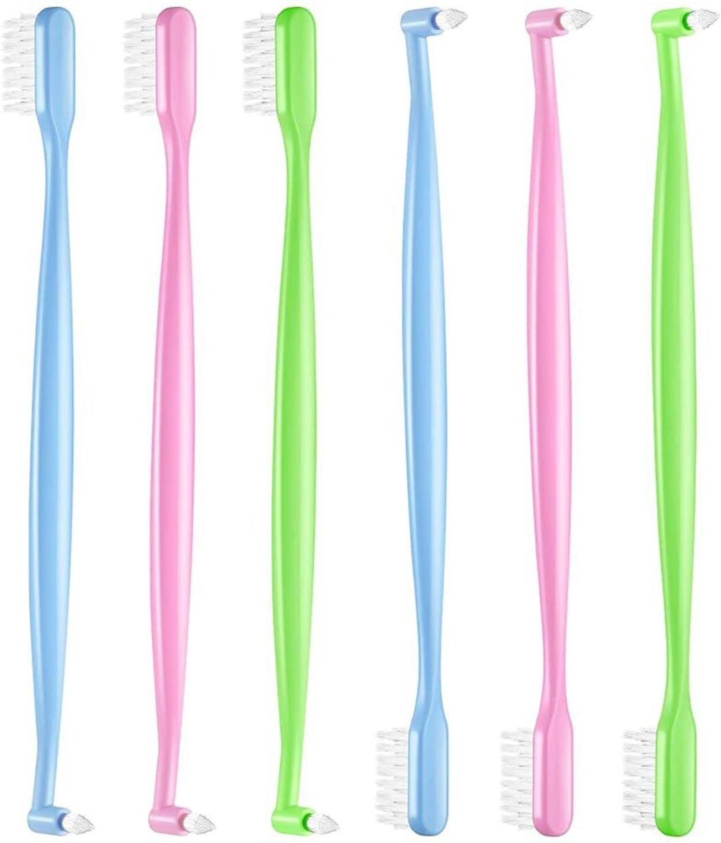 Set van 6 Orthodontische Tandenborstels met V-vormige Borstels en Tapered Design voor Effectieve Tandverzorging