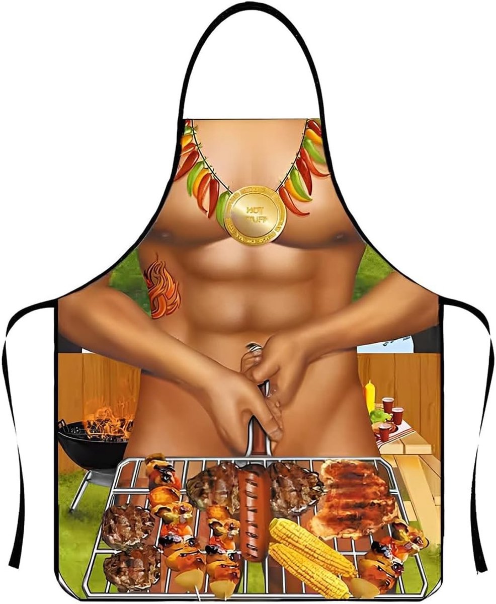 Sexy Kookschort voor Mannen met Grappig Ontwerp, Polyester, Multicolor, Ideaal voor BBQ, Grillen en Koken, Maat 80 cm x 60 cm