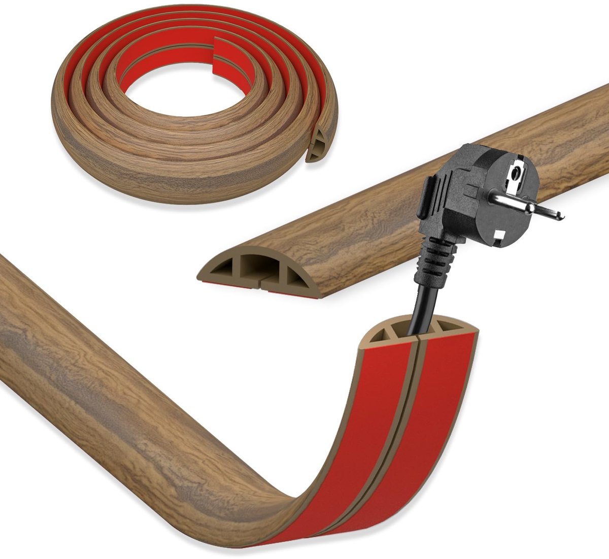 Kabelgoot 3 cm x 6 m - houtlook - zelfklevend - eenvoudig te snijden voor thuis en kantoor - ShopVlot