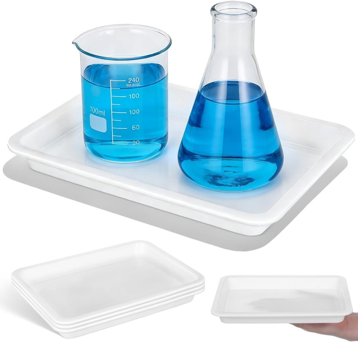 Laboratorium tray van zuur- en alkalibestendig plastic, lekvrije verzameltray voor chemische experimenten en laboratoriumbenodigdheden
