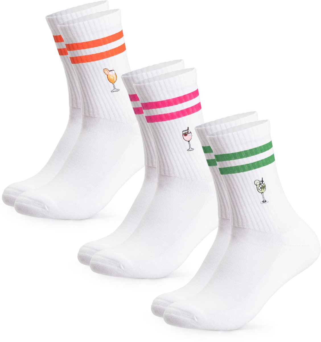 Occulto Dames & Heren Tennissokken Pak van 3 (model: Summer) Drinks 35-38 - ShopVlot