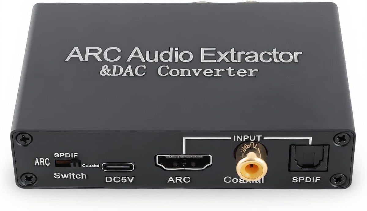 HDMI ARC Audio Return Converter met DAC, Optical SPDIF en Coaxiale 3.5mm Poort voor Thuisbioscoop en TV Geluidssystemen