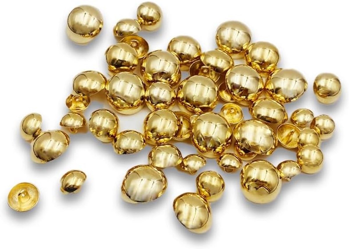 Gouden Metalen Knopen Set van 50 Stuks, Halve Bal Vorm, Ideaal voor Naaiwerk en Creatieve Projecten, Diverse Maten Beschikbaar