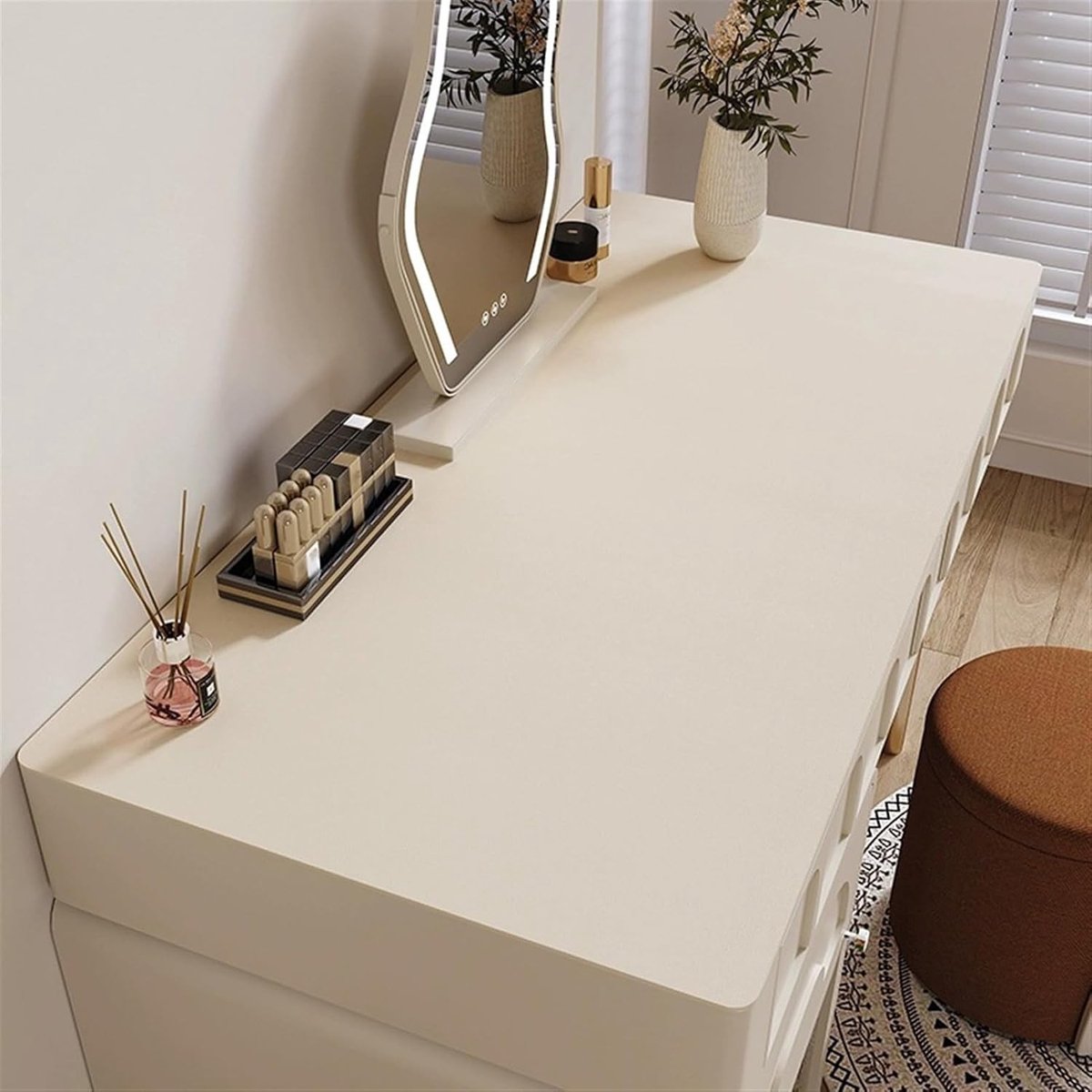 Bureauonderlegger van PU, Waterdicht en Beschermend, Ideaal voor Kantoor en Thuis, Beige, 100 x 60 cm, Ruimtebesparend en Stijlvol