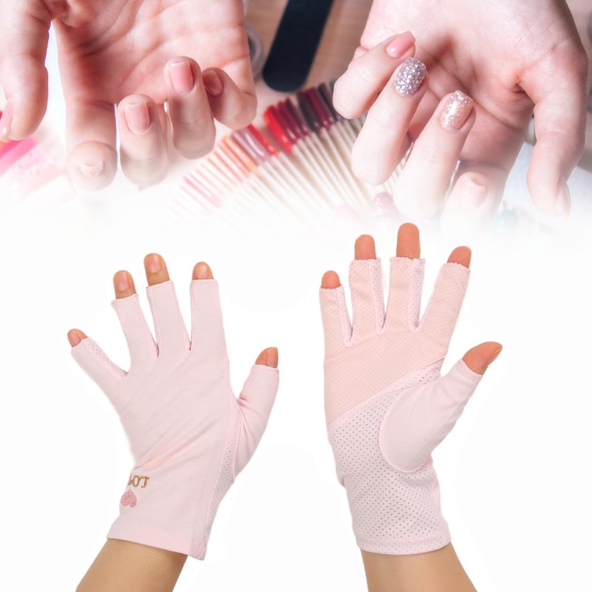 Ademende en Elastische Vingerloze UV Beschermhandschoenen van Katoen voor Gel Nagellamp - Comfortabel voor Thuis en Salongebruik (Roze)