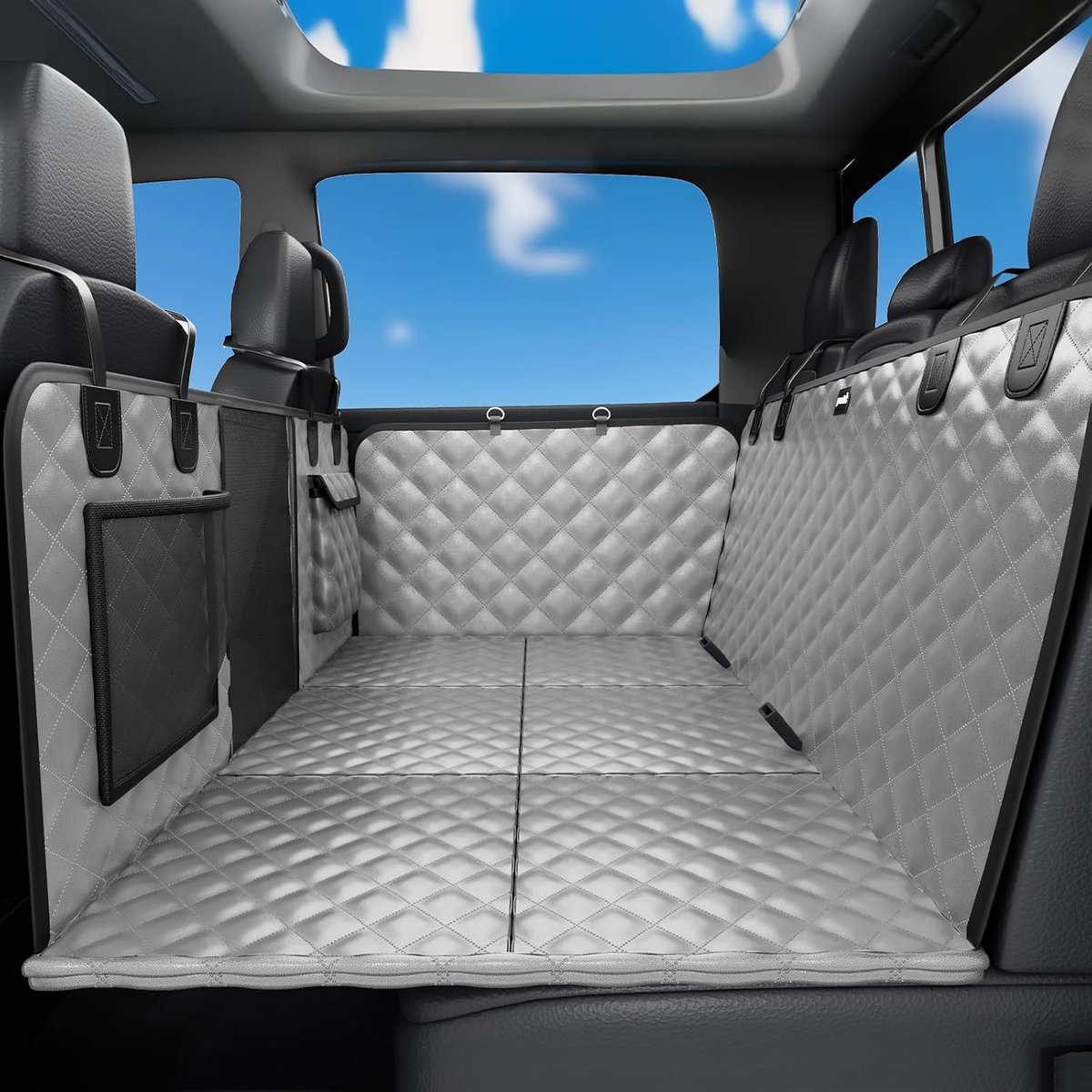 Hondendeken voor achterbank van de auto, opvouwbaar en uitbreidbaar tot 150kg, 145x73cm, ideaal voor SUV en pick-up trucks