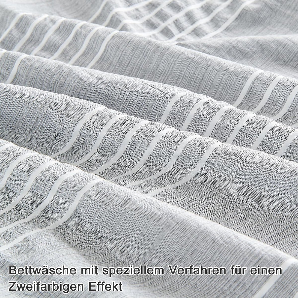 Qucover Bed Linen 135 x 200 cm, 4-Piece Grey White Stripe,Microfiber Bedding Sets 135 x 200 cm, 2-Piece Set of 2 - ShopVlot