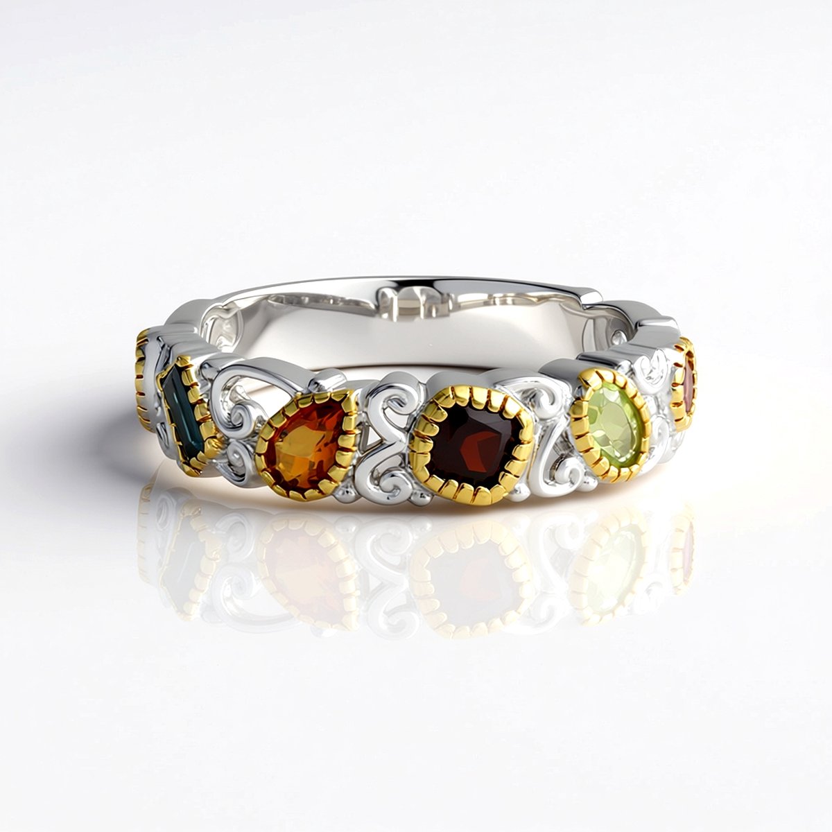 Cavill - Zilveren Ring 925 Sterling Zilver met Madeira Citrien & Amethist - 1,233 ct - Kleurrijke Edelsteenring - Elegant & Stijlvol