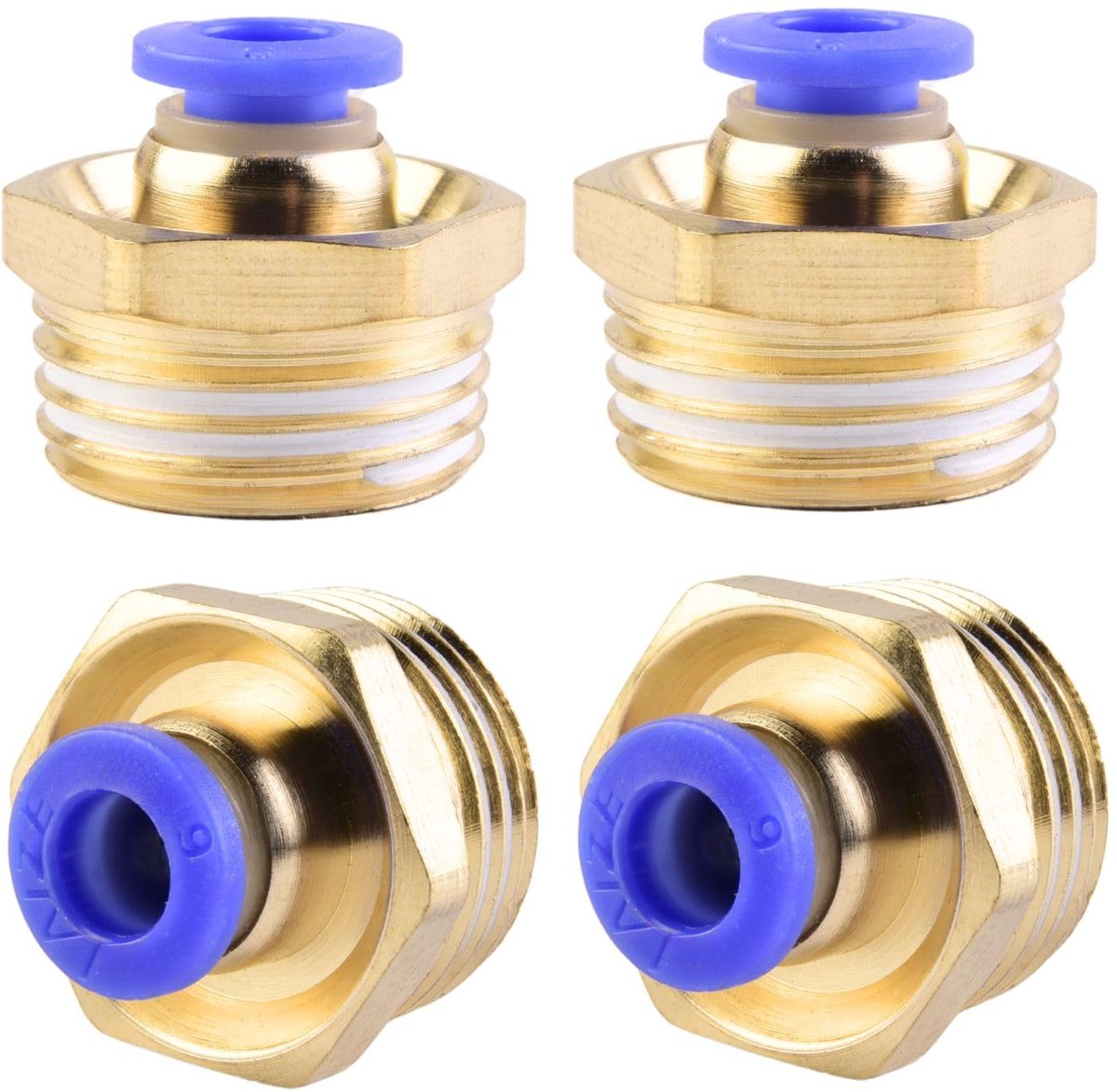 Set van 4 pneumatische snelkoppelingen 6 mm - rechte buitendraad - geschikt voor 1/2' PT buis - eenvoudige installatie - ShopVlot