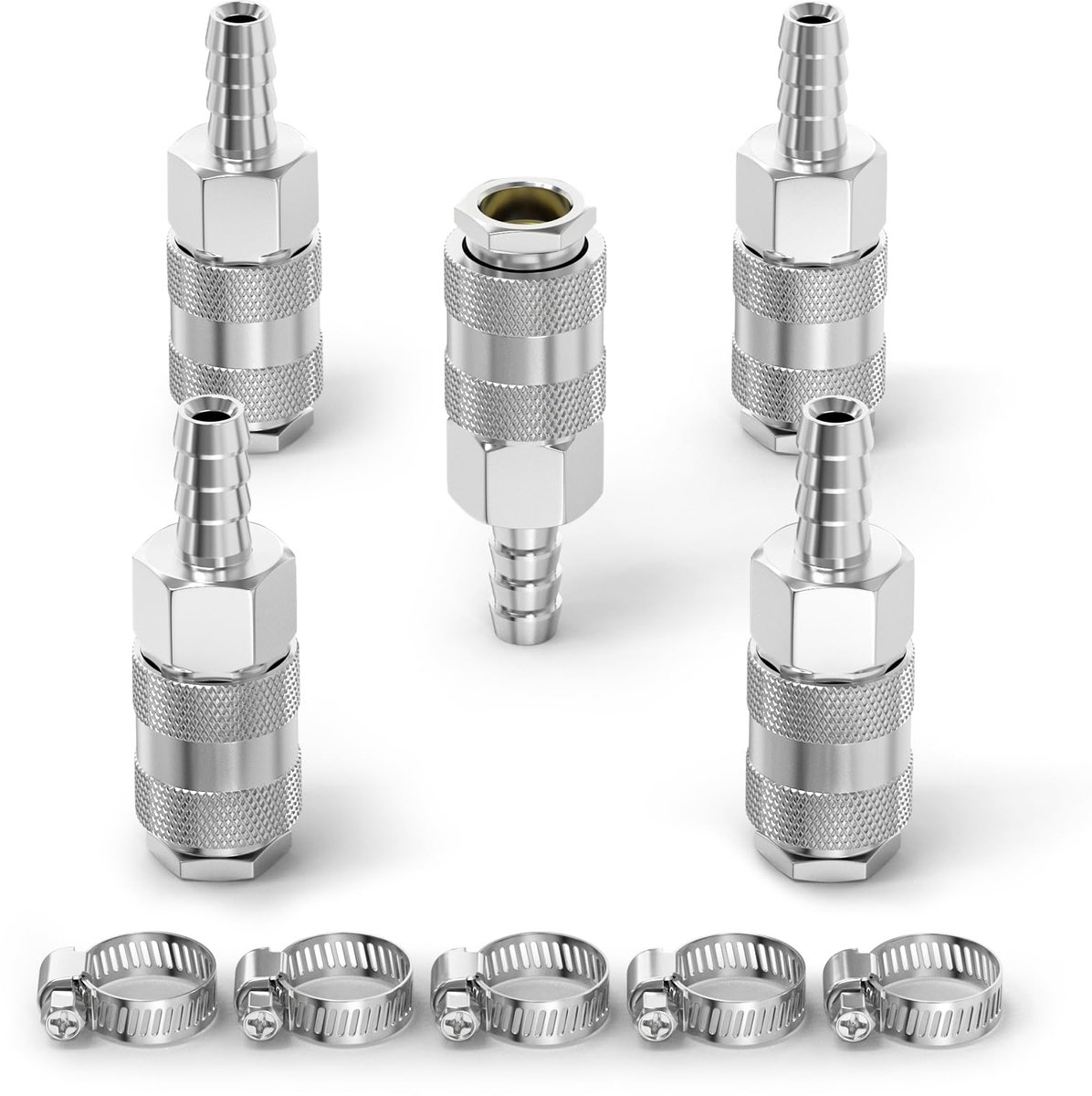 Lucht koppeling 6 mm slangpilaar - 5 stuks - industriële mannelijke koppelingen - snel verbinding met compressor - ShopVlot