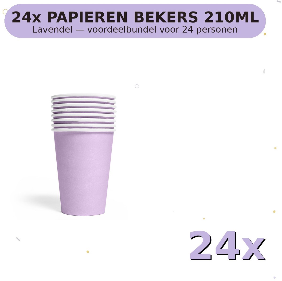 Bekers 210ml FSC Lavendel - Voordeelverpakking 24 Stuks voor tot 24 Personen - Feestartikelen