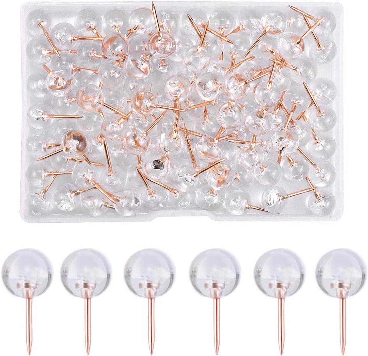 100 Pcs Thumbtacks, Cork Board Thumbtacks, Transparent Pin Board Needles, Thumbtacks for Card, Round Tacks for Cork - ShopVlot