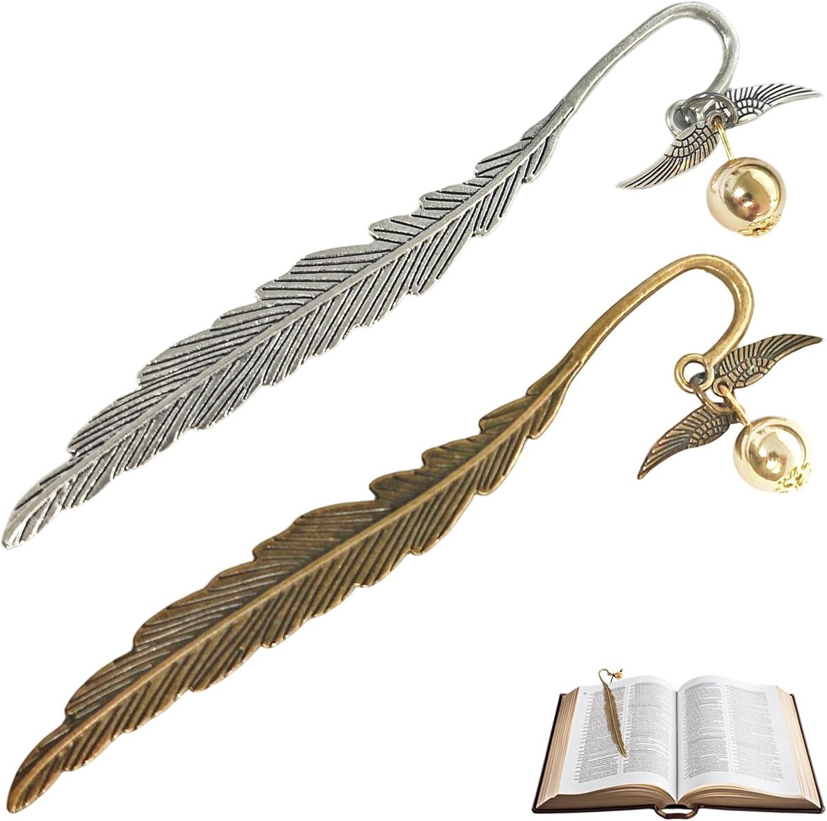 Elegante metalen boekenlegger met vleugelpatroon, decoratief design voor lezen en studie, stijlvolle bladwijzer voor mannen en vrouwen, perfect cadeau voor boekenliefhebbers