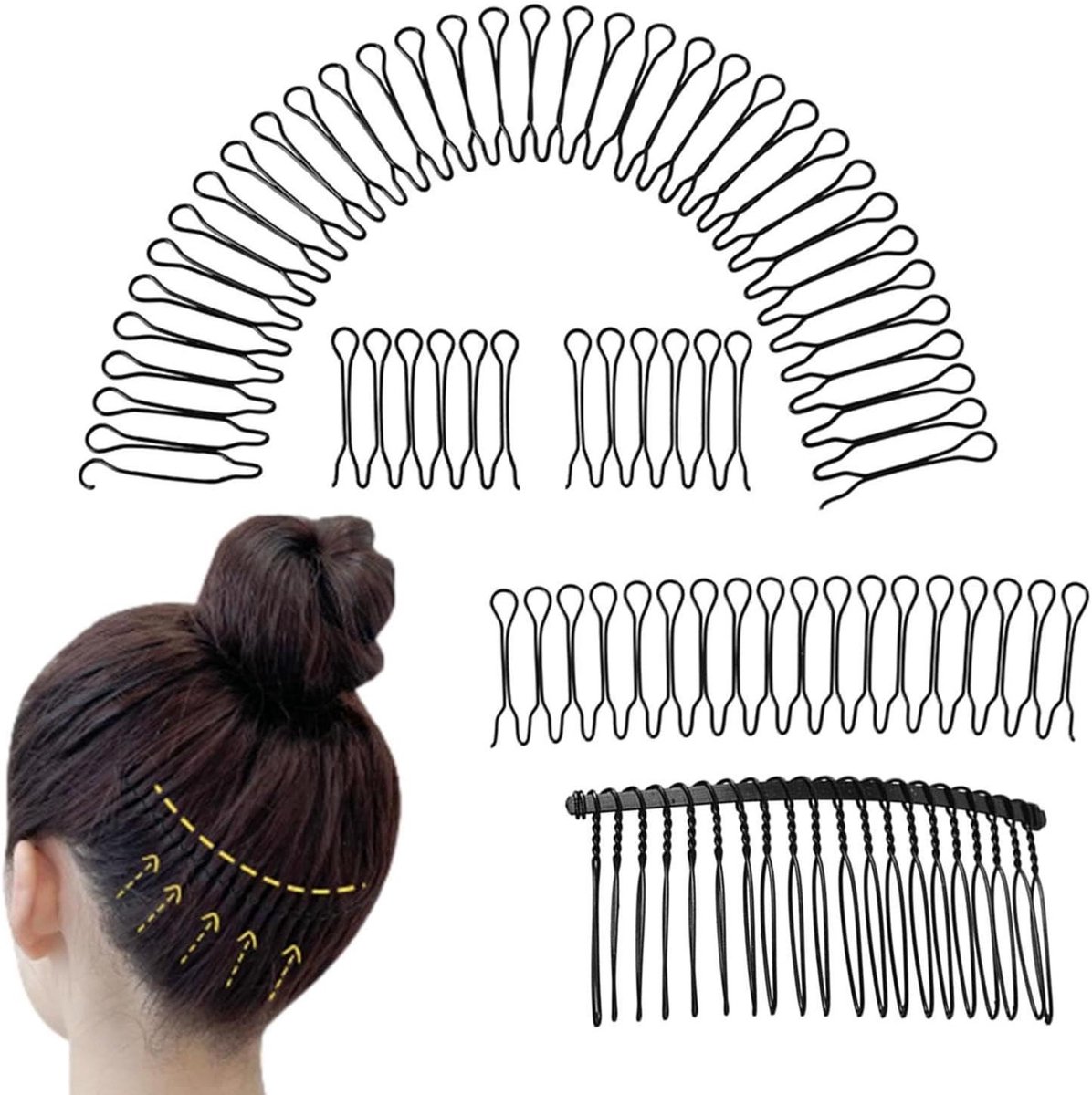 Haar Styling Kammen - Haarspeld Accessoires - Kapsel Fixeren - Onzichtbaar Effect - 21 cm - Zwart