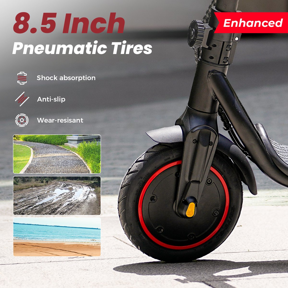 iScooter W5 Elektrische scooter - 8,5‑inch luchtbanden - 34km actieradius - 36V 7,8Ah accu - Maximumsnelheid 25 km/u - Elektronische rem + schijfrem - zwart – foto 2