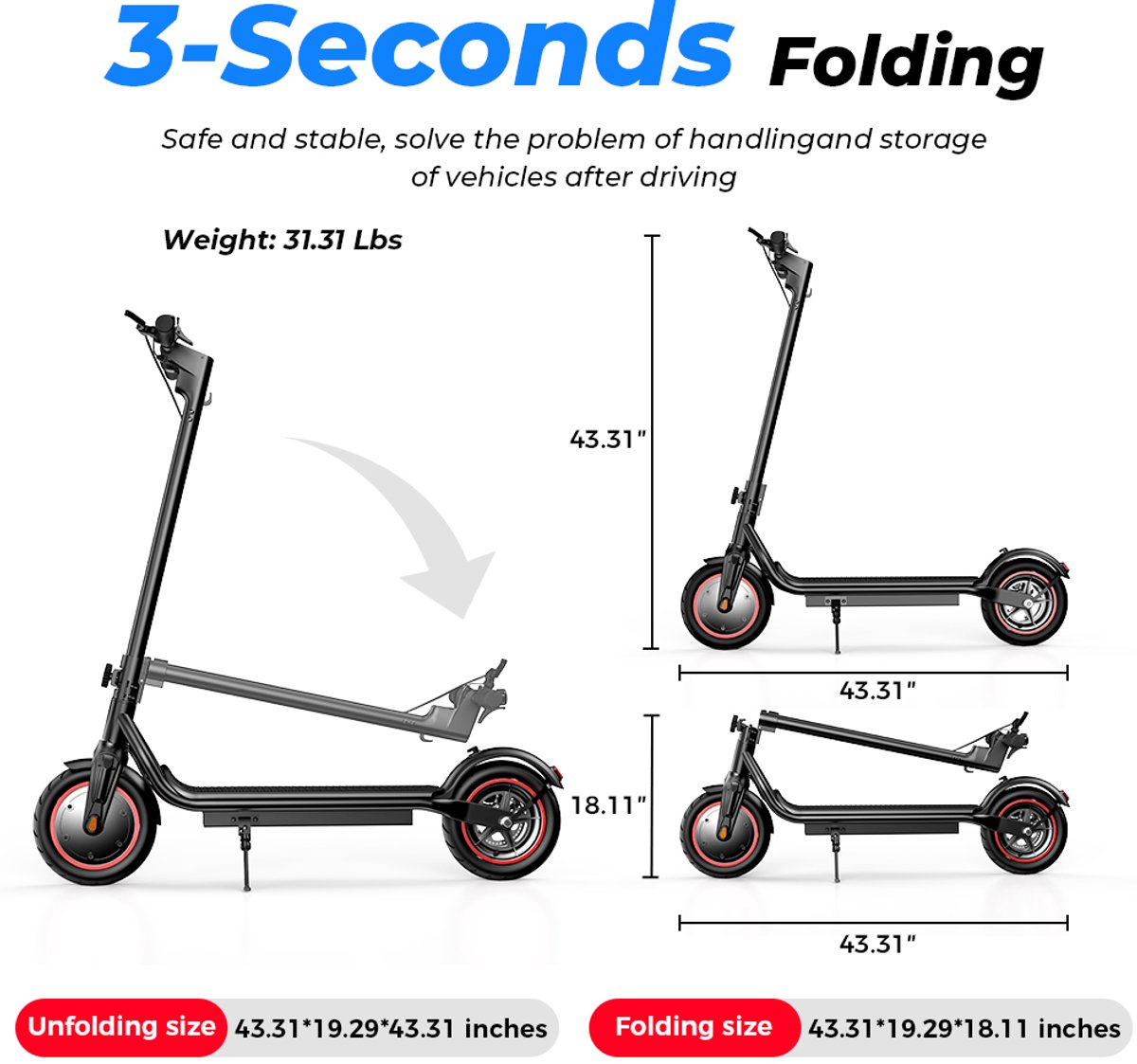 iScooter W5 Elektrische scooter - 8,5‑inch luchtbanden - 34km actieradius - 36V 7,8Ah accu - Maximumsnelheid 25 km/u - Elektronische rem + schijfrem - zwart – foto 5