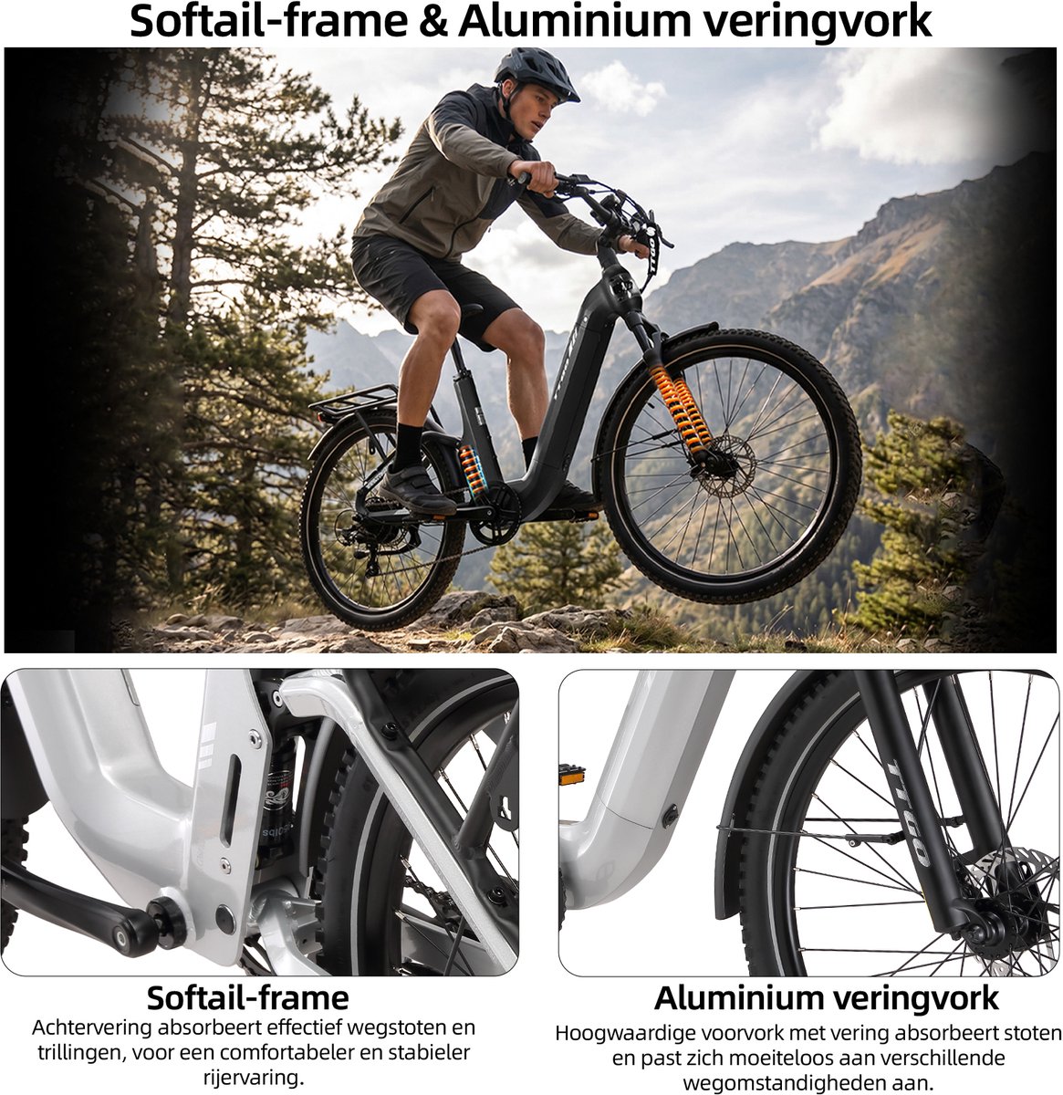 AMPERBIKE S.L. TTGO E-SUVO E-bike - 25 km/u - 27.5inch - 100km actieradius - 48V15Ah accu - 70NM thumbnail 4