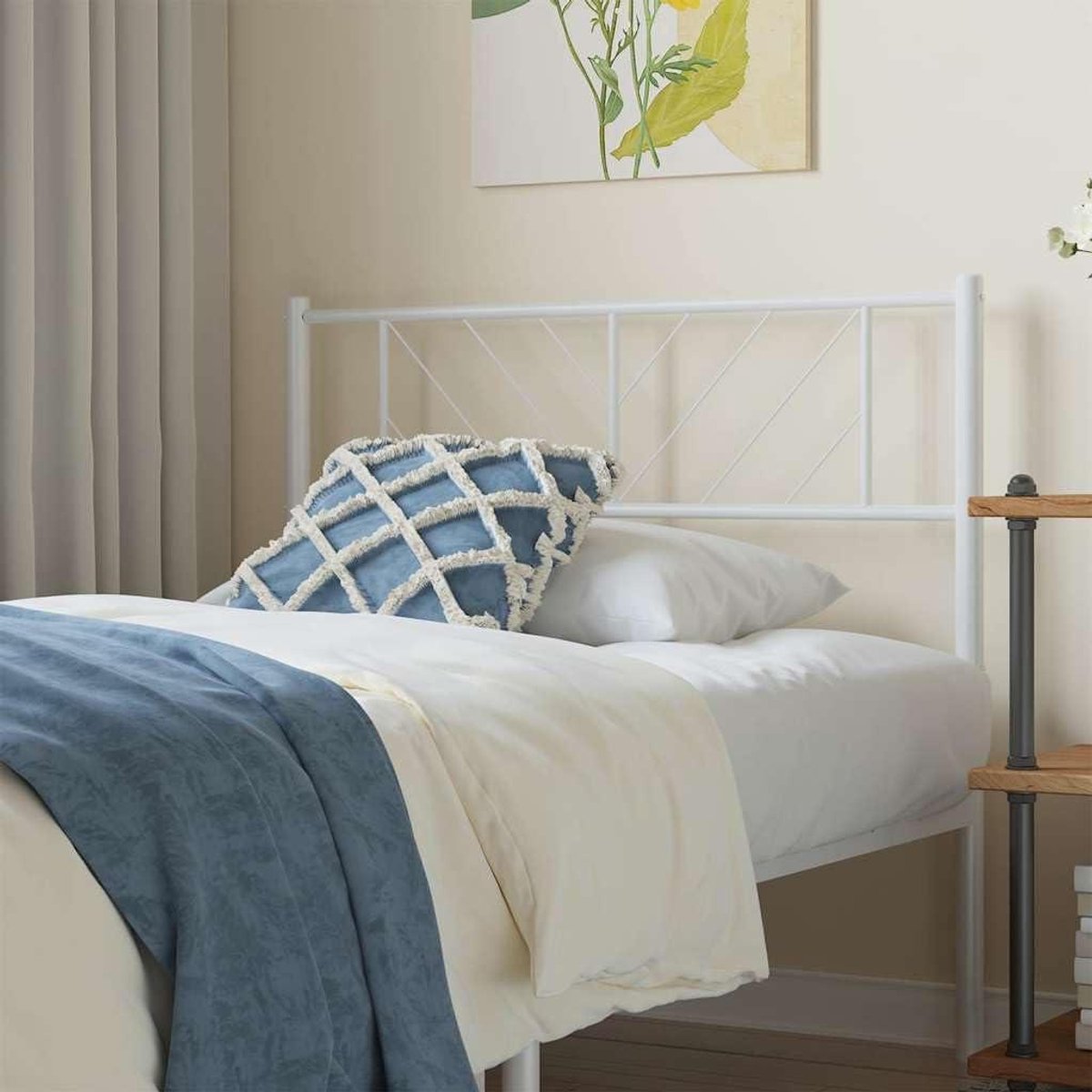 Hoofdbord Metaal - Bed Rugsteun - Ontspannen Lezen - Robuuste Stalen Constructie - 90 cm Breed - Wit