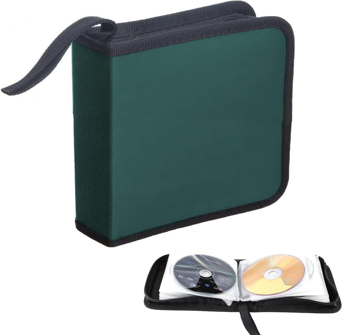 Opbergtas voor 40 CD's en DVD's, Ideaal voor Thuis en Auto, Groene CD Opslagoplossing