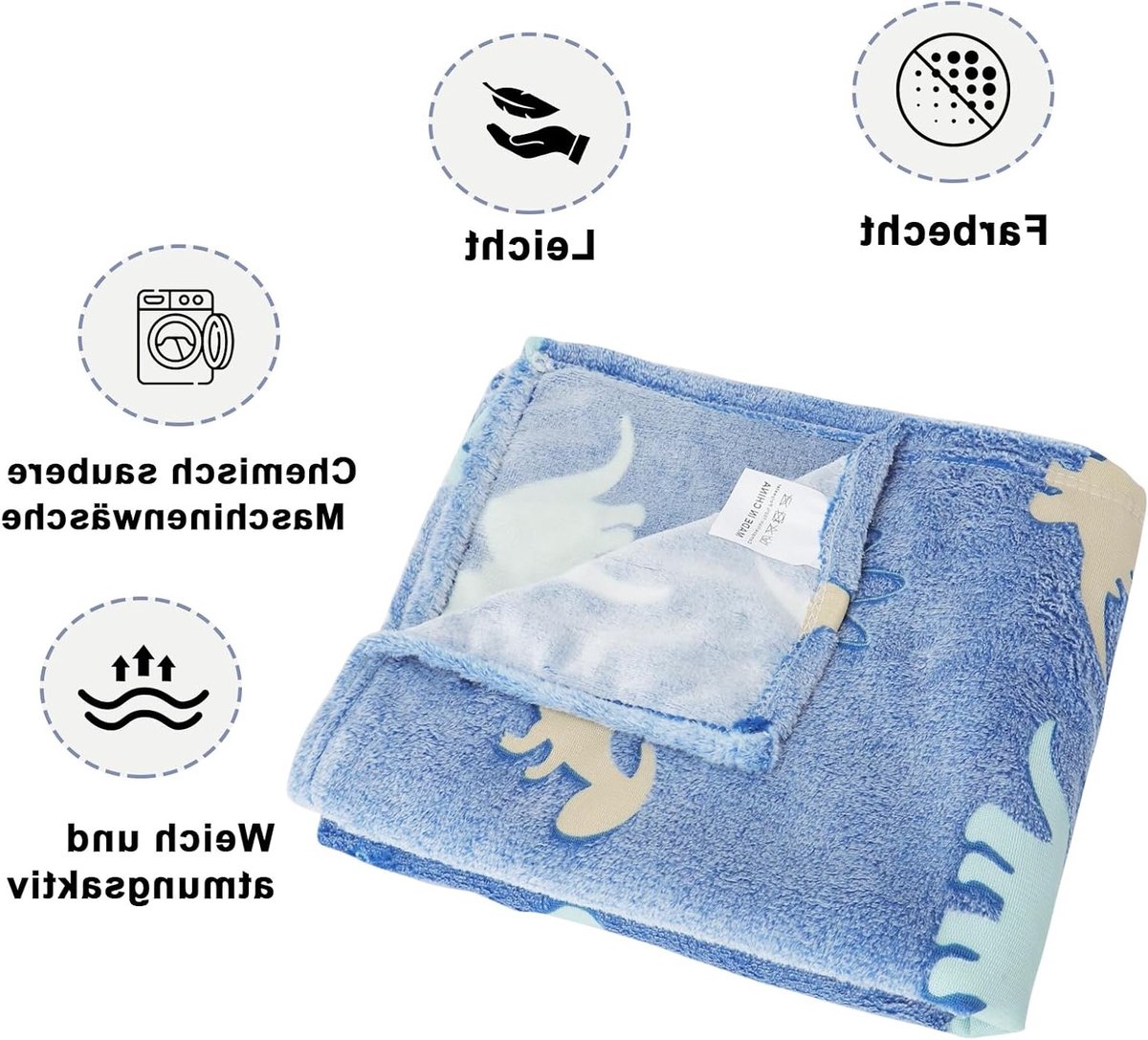 Dailygoods - Glow In the Dark Knuffeldeken, wollig, dinosaurus knuffeldeken, cadeau, verjaardagscadeau, pluizige deken, 127 x 152 cm, perfect voor kamer, bank, reizen