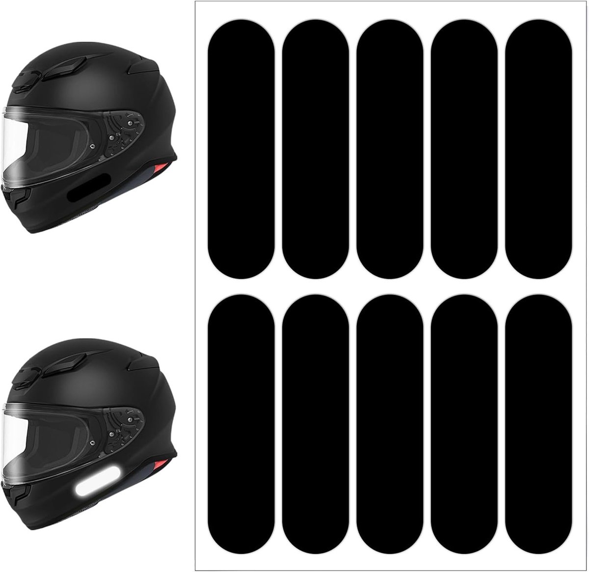 Set van 10 Zwarte Reflecterende Stickers voor Motoren en Fietsen - Verhoog de Nachtzichtbaarheid en Veiligheid met Reflecterende Tape voor Helmen en Signalen