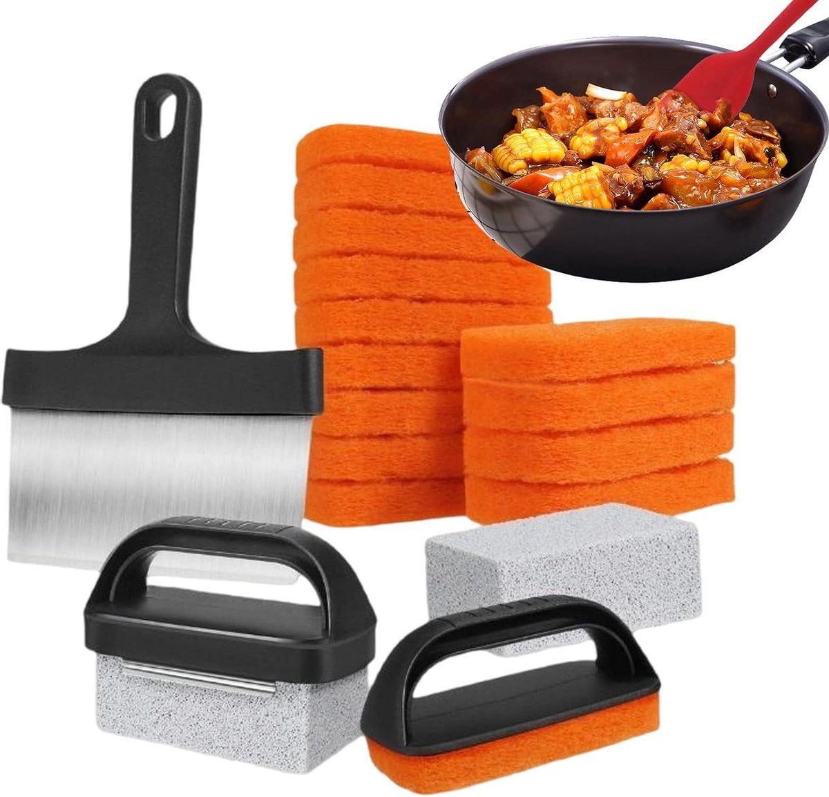 Gereedschap voor Hob Reiniger - Schraper Grill - Keuken Schoonmaken - Krasvrije Reiniging - 1 Set - Zwart