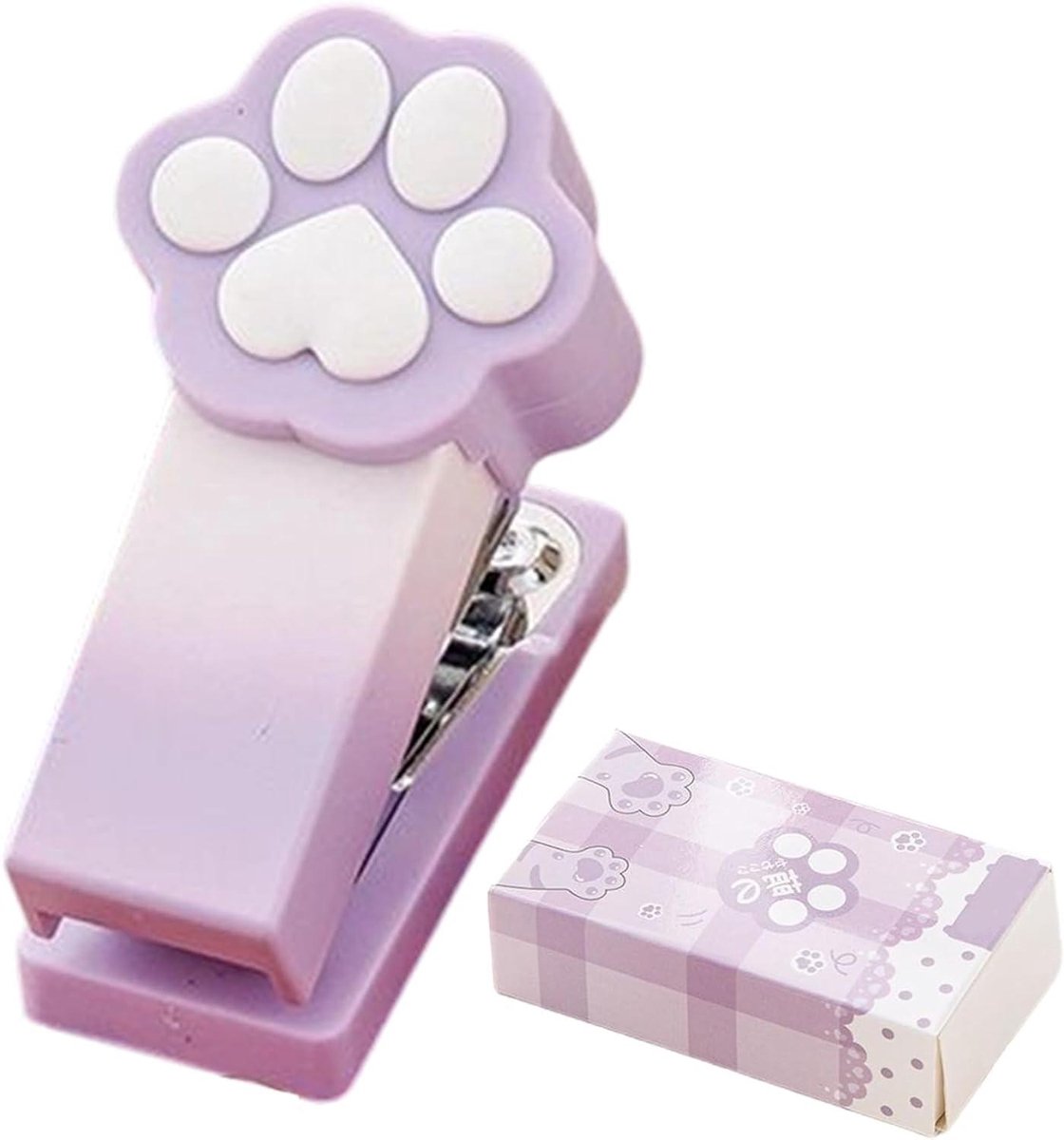 Nietmachine Kattenklauw - Mini nietmachine - Papier organiseren - Schattig design - 2-15 vellen - Paars