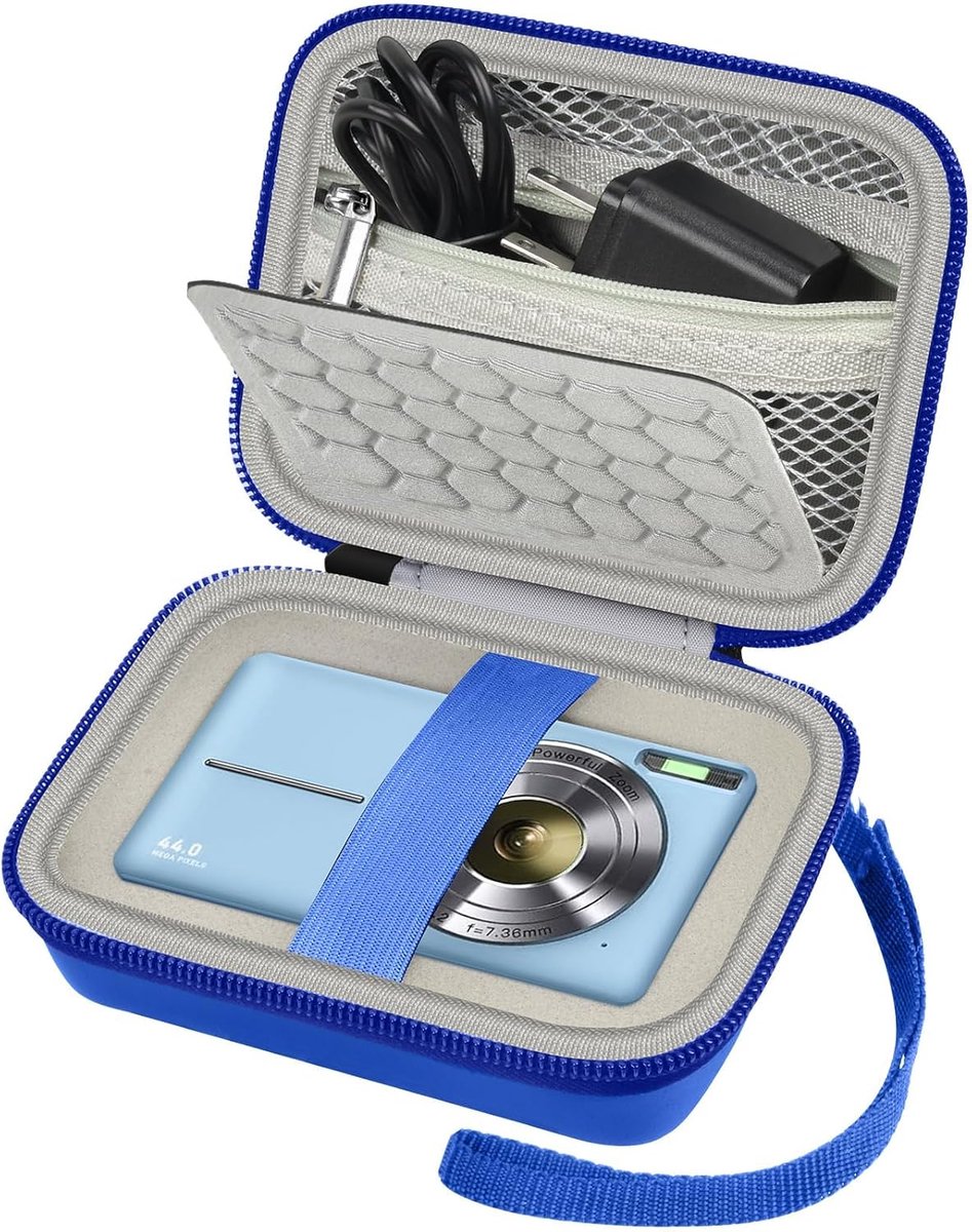 SnelShoppen - Compacte Digitale Camera Tas voor Beginners, 8x Zoom, 21MP, 1080p HD, 2.7 Inch Foto, Blauwe Kindertas voor Digitale Camera