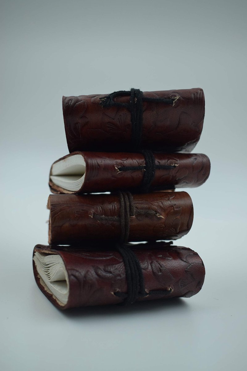 Omgoods - Set van 4 Miniature Diaries - Handgemaakt Notitieboek voor Studenten en Reizen