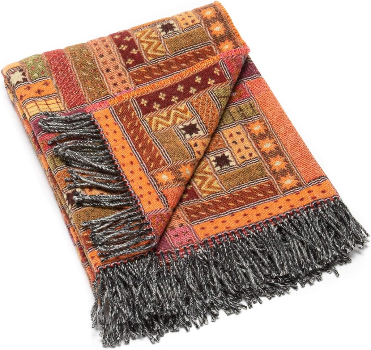 100% merinowol deken - warm en gezellig voor bed, sofa of bank - gemaakt in Europa, 130 x 180 cm