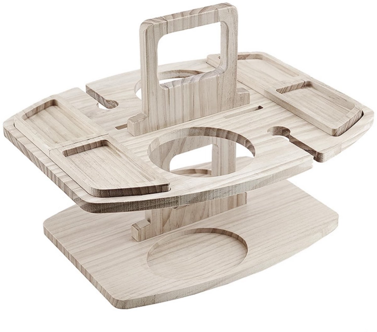 Omgoods- Picknicktafel Draagbaar - Houten Tafel - Klapbaar - Voor Wijnliefhebbers - Ideaal voor Strand/Camping - Snack Dienblad - Wijntafel