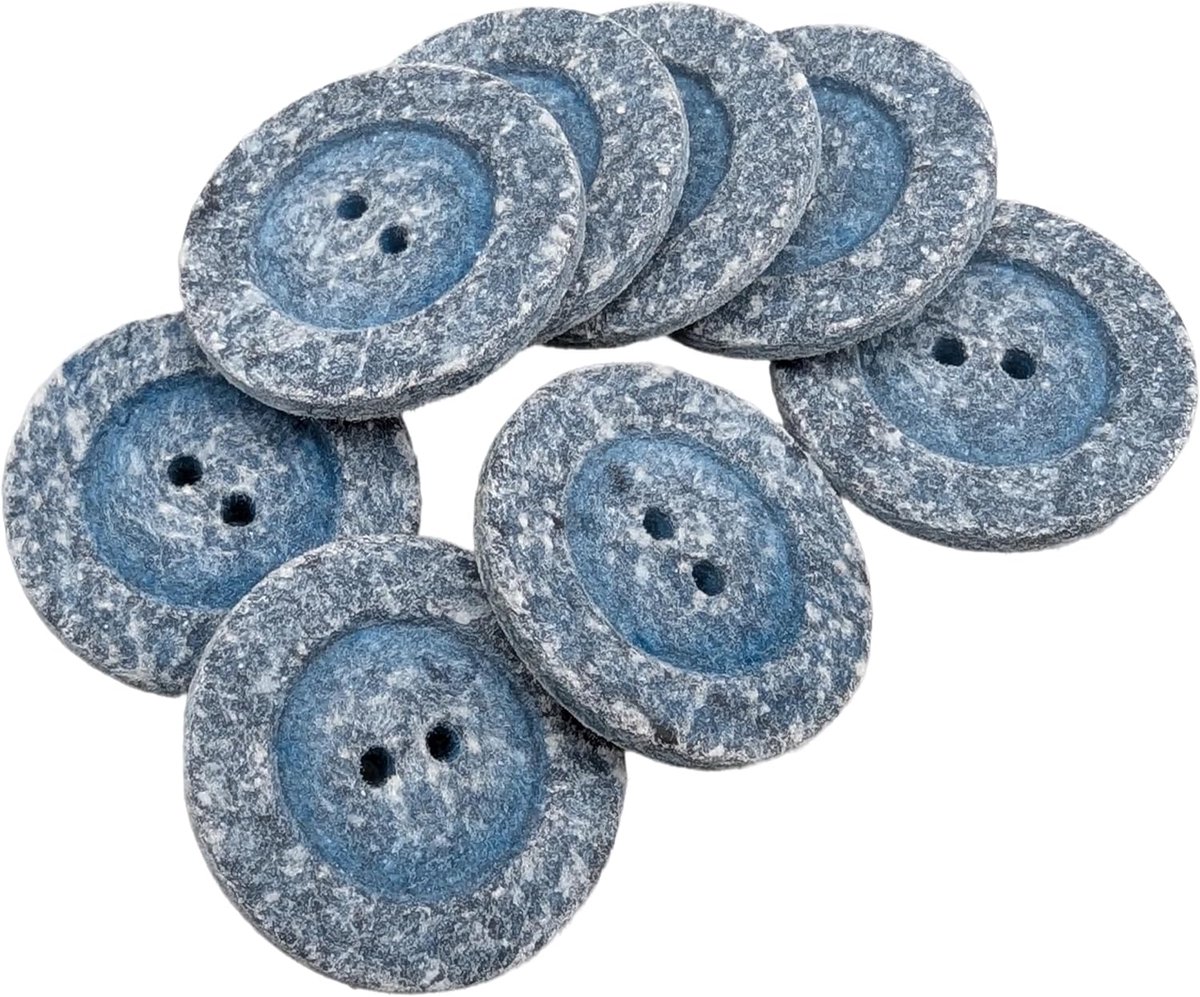 Knopen voor jassen en jassen van gerecycled katoen, blauw, 27 mm, gemaakt en verzonden in Spanje