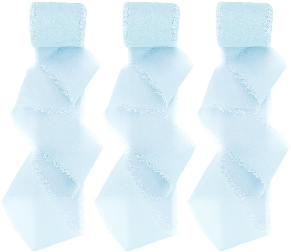 Omgoods - 3cmx7yard Handgemaakt Fringe Chiffon Ribbon - Blauwe Decoratieve Ribbons voor Bruiloft en Cadeaus