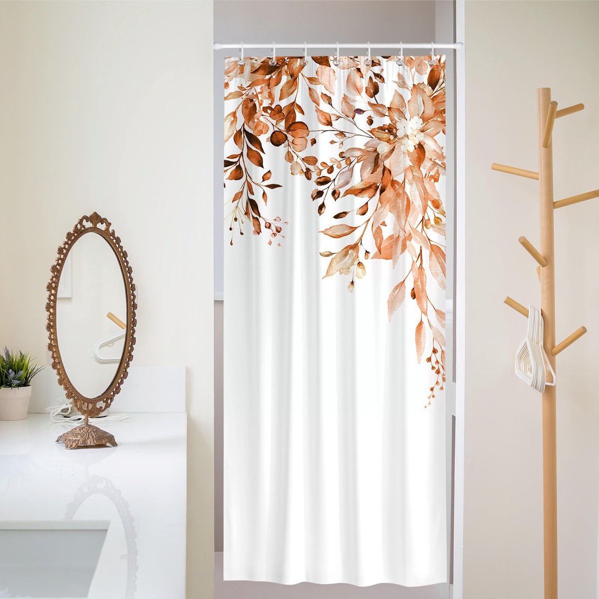 Omgoods - Scandinavisch Douchegordijn met Bladprint 182x91 cm