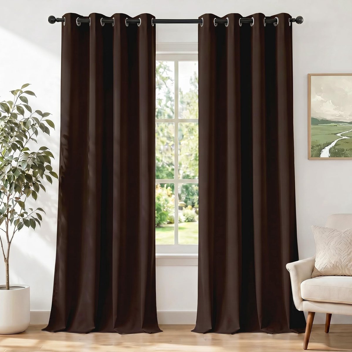 Omgoods - Zwartout Gordijnen Set van 2 - 140 x 145 cm Thermisch en Geluiddempende Gordijnen