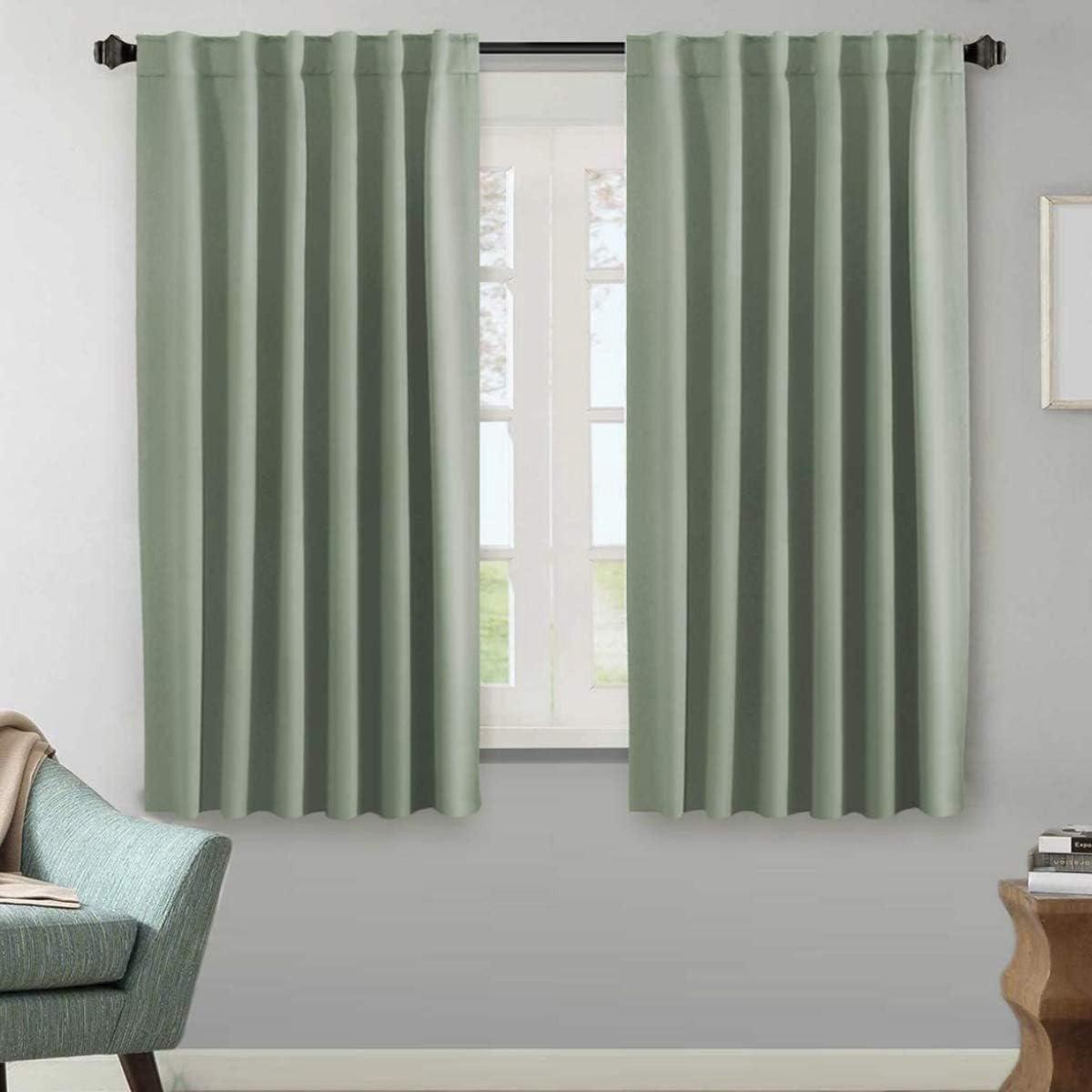 Omgoods - Opaque Blackout Gordijn met Lussen - Saliegroen 100 x 120 cm