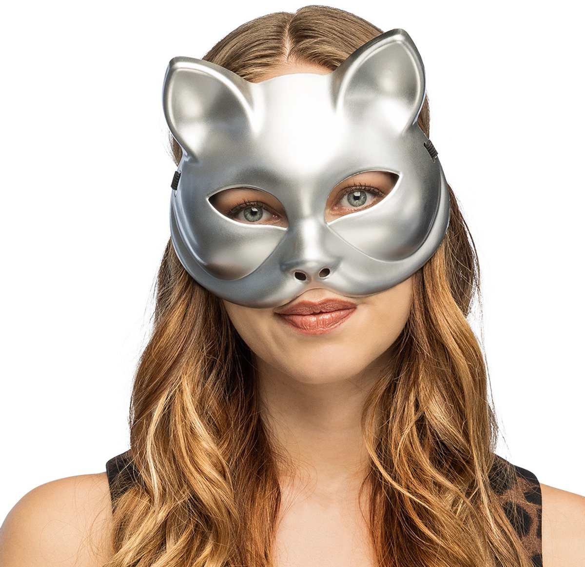 Boland - Masker Kitty zilver Zilver - Volwassenen - Kat - Glitter & Glamour - Carnaval - Gala - Themafeest