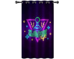 Omgoods - Gaming Gordijn voor Jongenskamer - Neon Video Games Motief, 117 x 183 cm