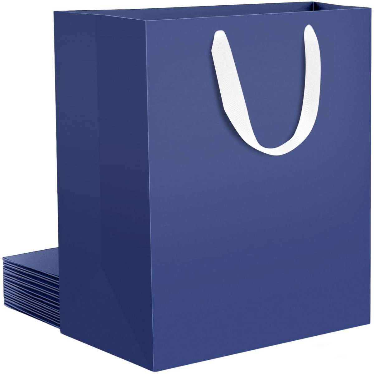 Omgoods - Donkerblauwe Cadeautassen - 10 stuks Papier Tassen met Handvat