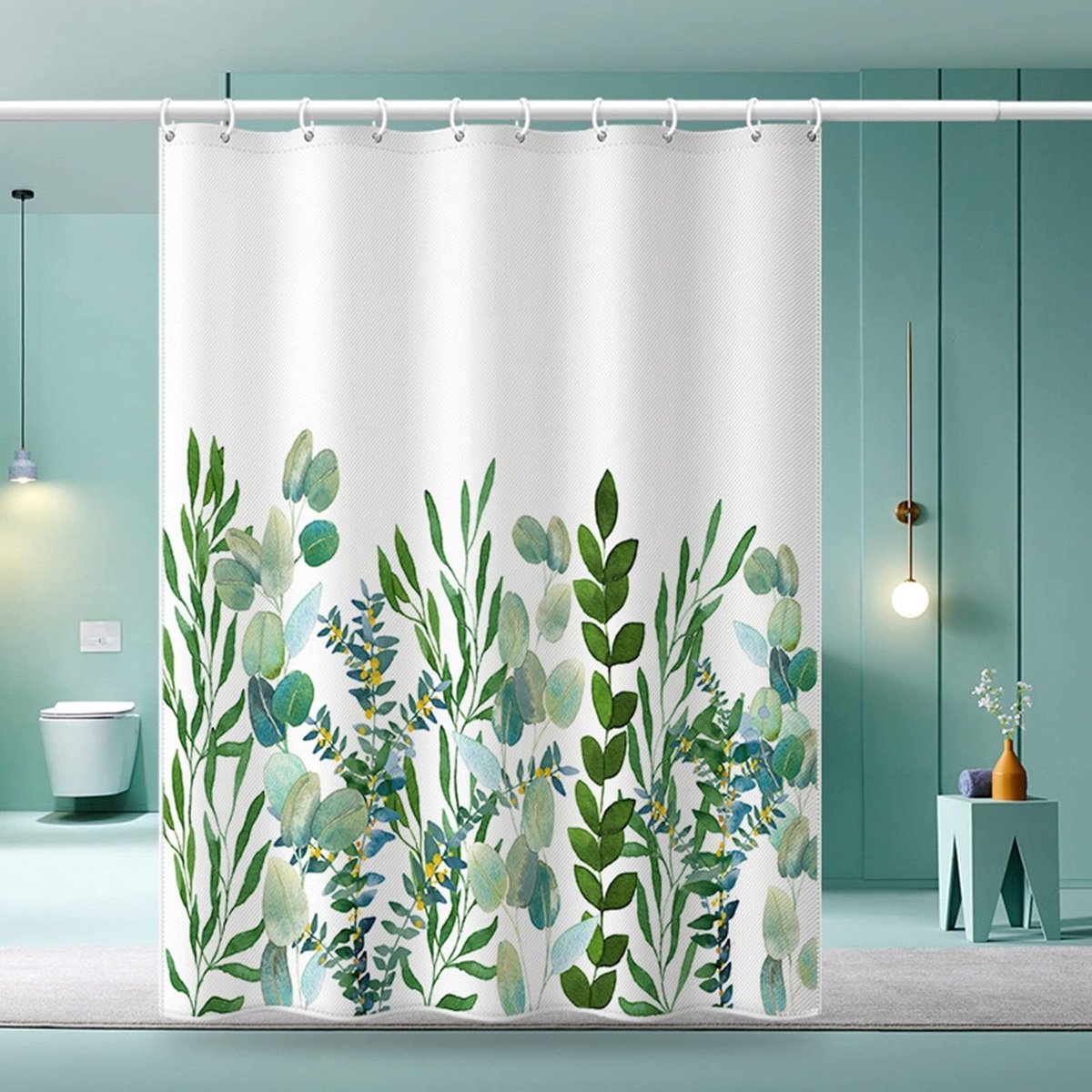 Omgoods - Bladpatroon Douchegordijn 150 x 180 cm, Waterdicht en Milieu-vriendelijk