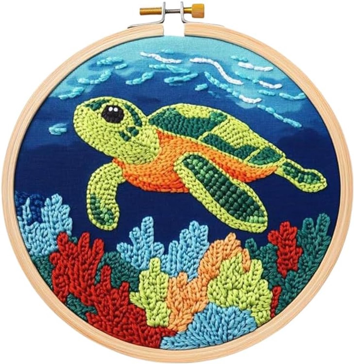 Punch Needle Kit Cartoon Highland Koe Borduur Starterset Rond Diermotief Punch Needle Set DIY Borduurpakket Handwerkset Met Keuze Uit Highland Koe Of Zeeschildpad